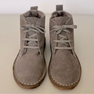 NWOT J.Crew Crewcuts Kids Suede Shearling Lace Up Boots in  Dark Grayish Brown